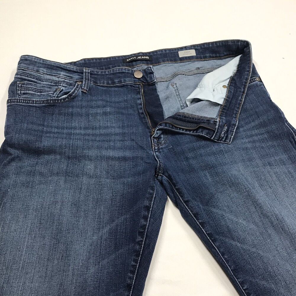 MAVI Zach Jeans Men 38x32 Straight Regular Fit Stretch Whisker Wash Blue Denim - Picture 4 of 16